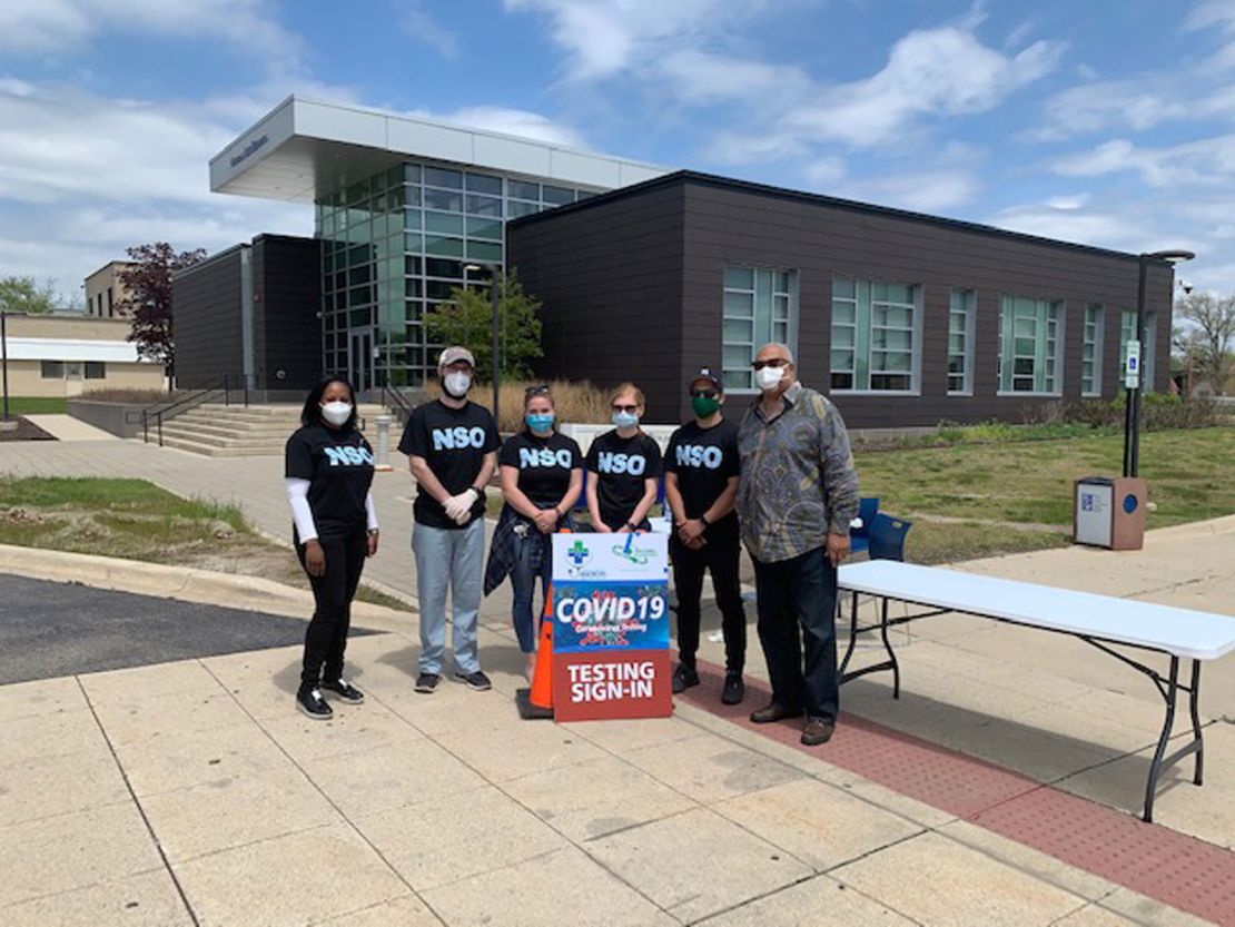 Rev. Horace Sheffield (far right) of Detroit and volunteers offered COVID-19 testing to the community this year.