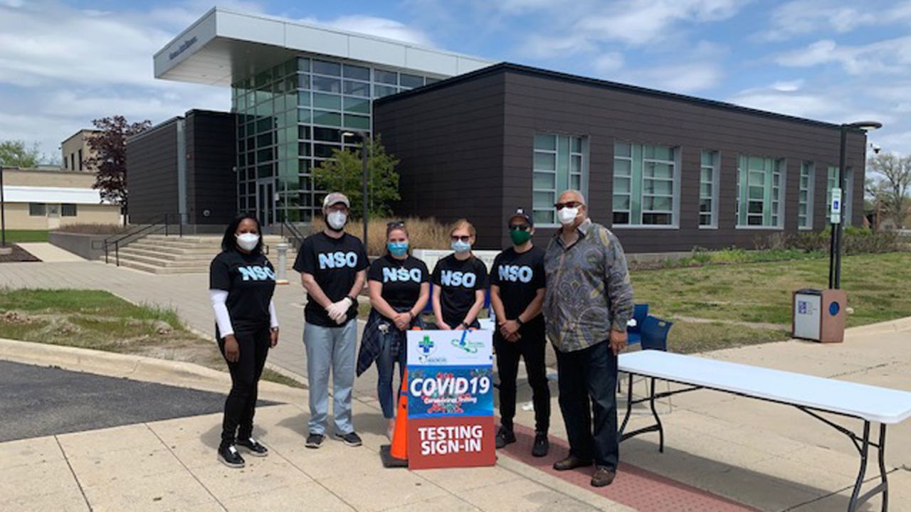 Rev. Horace Sheffield (far right) of Detroit and volunteers offered COVID-19 testing to the community this year. 