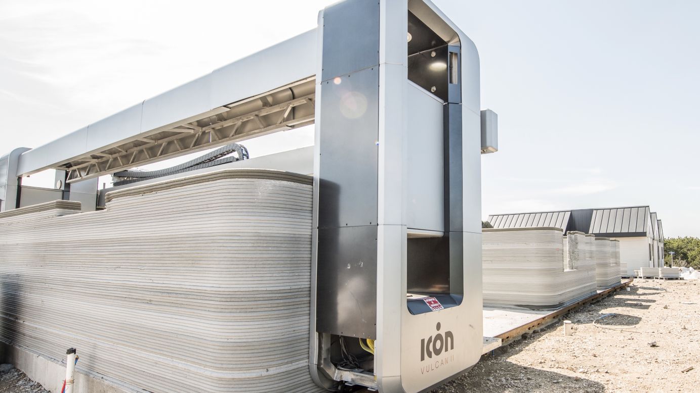 Texas-based construction tech innovators ICON are pioneering a low-waste solution to building: 3D printing. The company's giant printer, <a href="https://www.iconbuild.com/printer" target="_blank" target="_blank">Vulcan</a>, runs on a parallel gantry frame and can print up to 500 square-feet in just 24 hours.