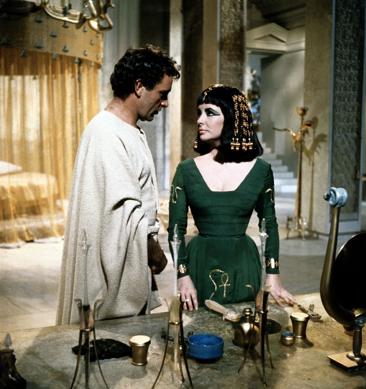 Elizabeth Taylor as Cleopatra with Richard Burton as Marc Anthony in 1963's "Cleopatra."