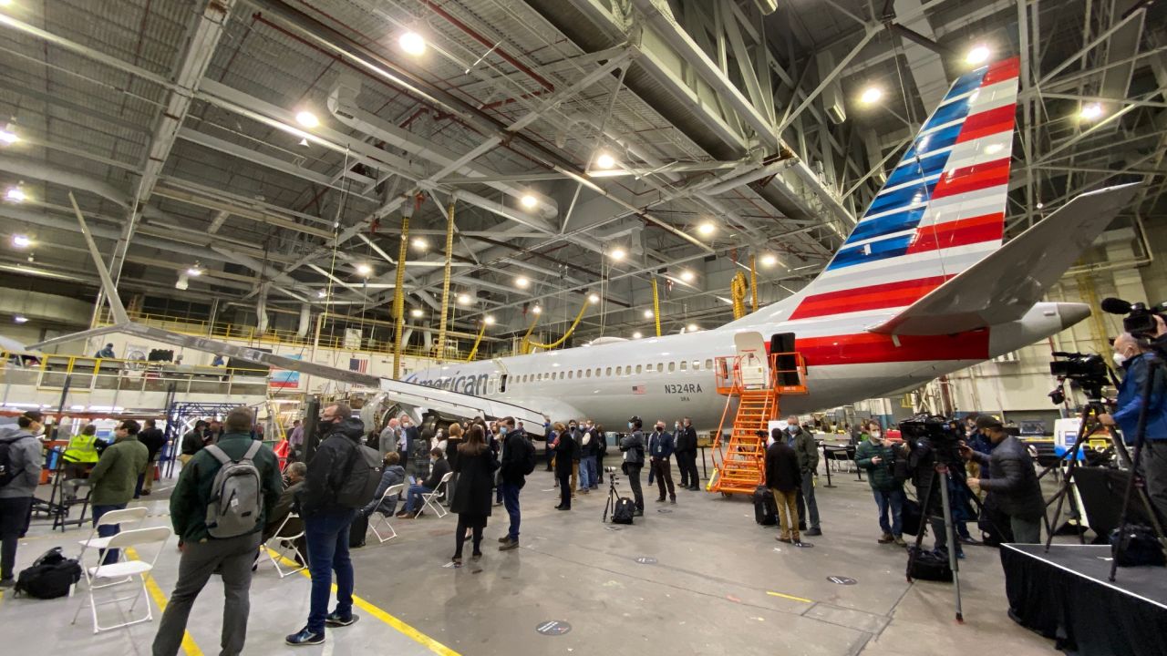 American Airlines hosted an event on Wednesday to showcase its 737 MAX aircraft ahead of their return to scheduled AA service.