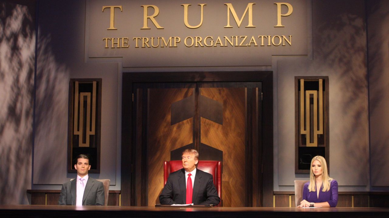 Donald Trump, Donald Trump Jr. and Ivanka Trump during the filming of the live final tv episode of The Celebrity Apprentice on May 10 2009 in New York City.