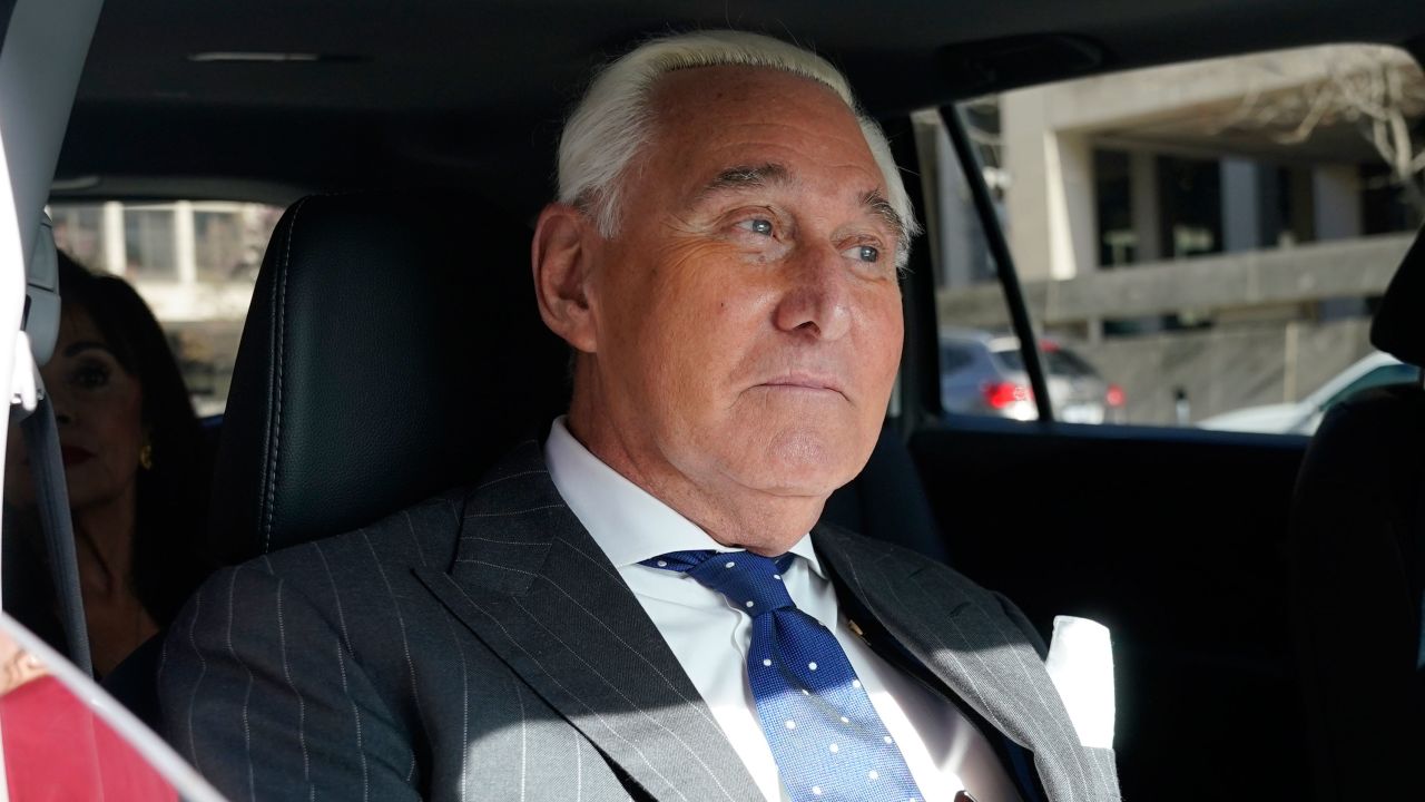 Roger Stone leaves a federal courthouse after being found guilty of obstructing a congressional investigation into Russia's interference in the 2016 election.