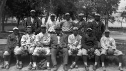 CHICAGO - 1914:  Members of the Chicago American Giants pose for a team portrait in 1914 in Chicago, Illinois. (L to R) (Front row) Billy "Little Corporal" Francis (thirdbase), Richard "Dick" Whitworth (pitcher), Joseph Preston "Pete" Hill (shortstop) , Andrew "Rube" Foster (owner, manager), Bruce Petway (catcher), James "Pete" Booker (catcher), unidentified.  (Back row) Bill Gatewood (pitcher), Jesse Barber (aka Barbour) (firstbase), Leroy Grant (firstbase), John Henry "Pop" Lloyd (shortstop), Robert "Jude" Gans (outfield). (Photo by:  Diamond Images/Getty Images)
