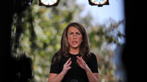 Alyssa Farah, White House Director Of Strategic Communications, speaks during a TV interview outside of the West Wing of the White House on October 6, 2020 in Washington, DC. 