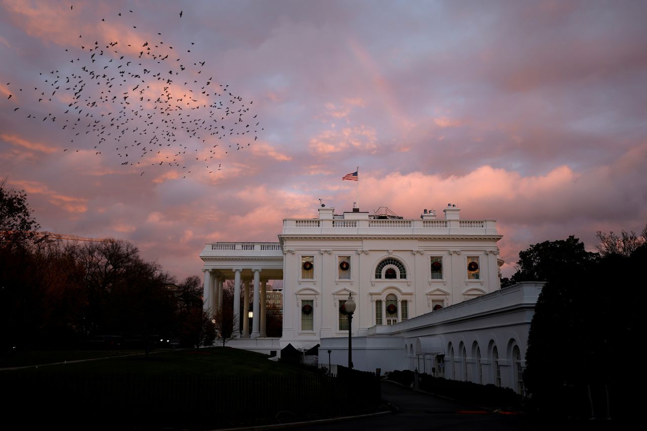 A rainbow appears over the White House after a storm on Monday, November 30.