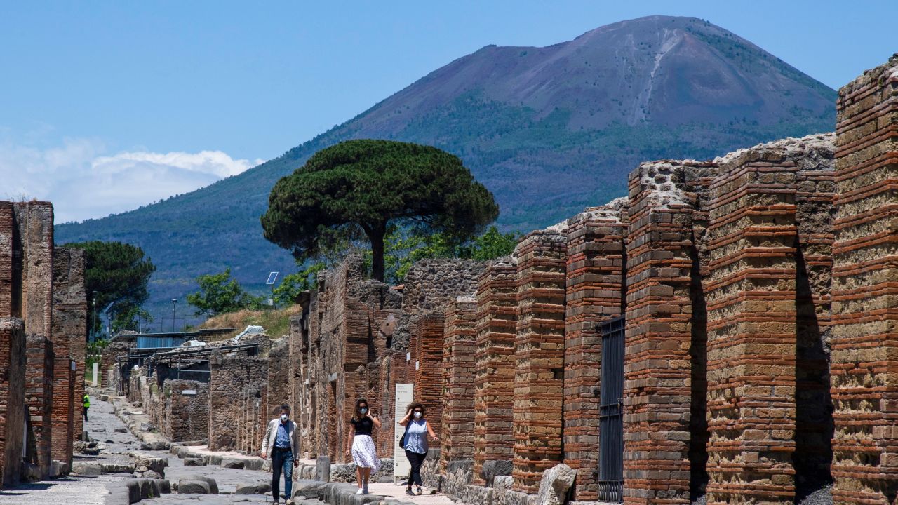 Mount Vesuvius is always in the background while visiting the ancient city