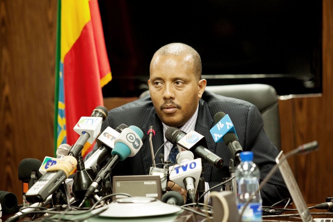 In a file photo from June 2016, Getachew Reda, Ethiopia's former communications minister and a member of the TPLF executive council, speaks during a press conference in Addis Ababa.