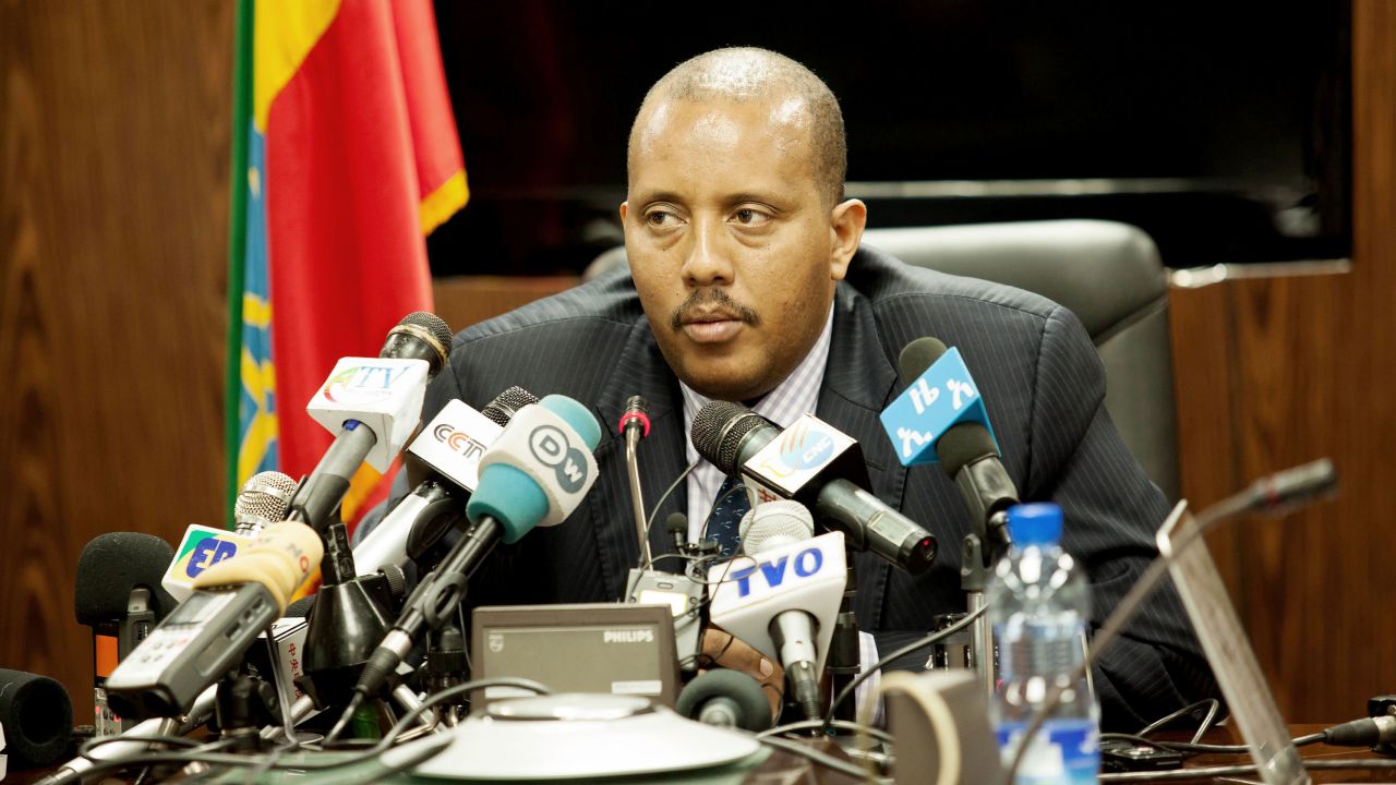In a file photo from June 2016, Getachew Reda, Ethiopia's former communications minister and a member of the TPLF executive council, speaks during a press conference in Addis Ababa.