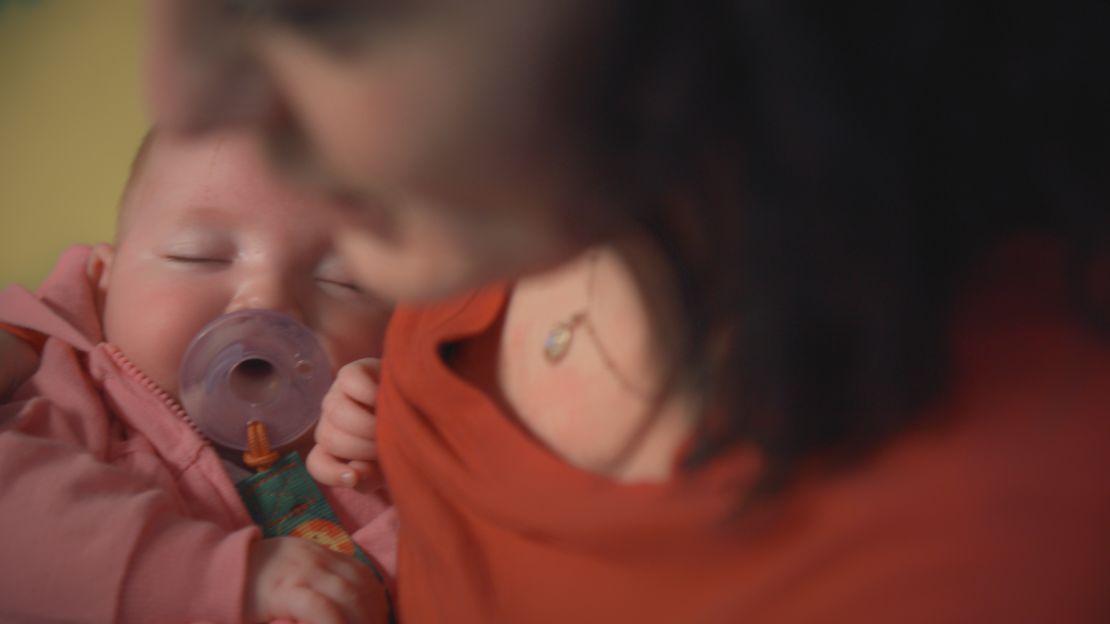 Ebony Clancy holds daughter Merceades.