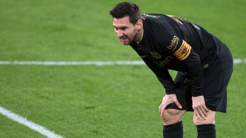 Messi looks on during Barcelona's defeat.