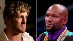 From left, Logan Paul and Floyd Mayweather
