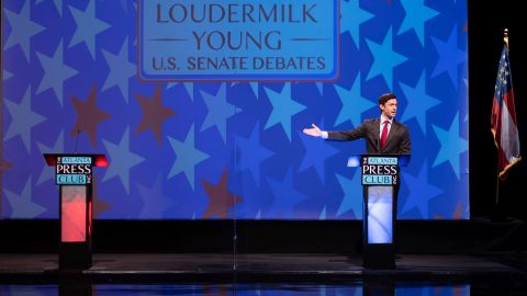 Only three of the four candidates in Georgia's Senate runoff races participated in a debate hosted by the Atlanta Press Club Sunday. Republican David Perdue skipped out, leaving his Democratic opponent Jon Ossoff to hold court onstage alone.