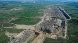 This May 25, 2013 file photo shows an aerial view of the Rosebud coal mine near Colstrip, Montana. State and federal officials are proposing approval of a major mine expansion even as Rosebud's owner goes through bankruptcy proceedings with plans to sell the property. (Larry Mayer/The Billings Gazette/AP)