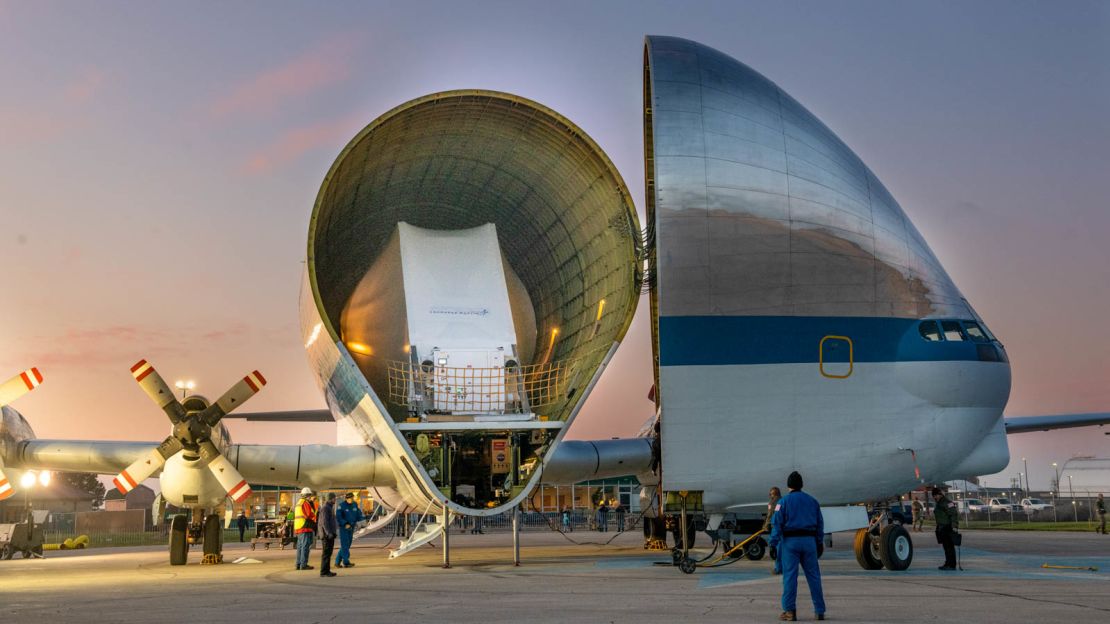 The Guppy carrying NASA's Orion, the next generation of spacecraft designed to carry astronauts further than they've ever gone before.