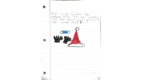 Scout Swanson, 7, of Atlanta, wrote a sample letter that kids can write Santa if they test positive so that he'll know to take precautions in their homes on Christmas Eve.