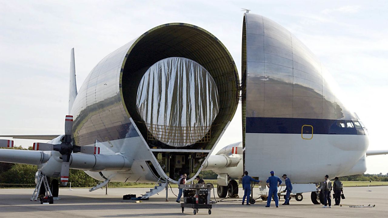 The Guppy carrying ISS components.