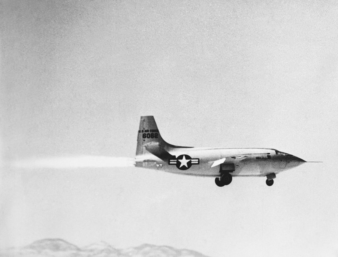 The Bell X-1 on its first powered takeoff.