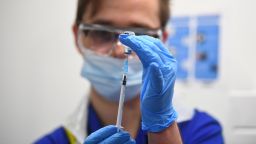 A nurse prepares an injection of the Pfizer-BioNTech Covid-19 vaccine at Guy's Hospital, in central London on December 8.