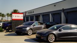Mandatory Credit: Photo by Kent Nishimura/Los Angeles Times/Shutterstock (10767107h)
A Tesla showroom and service center, in Burbank on Friday, Sept. 4, 2020 in Burbank, CA. (Kent Nishimura / Los Angeles Times)
Tesla showroom in Los Angeles California, Tesla, Burbank, California, United States - 04 Sep 2020
