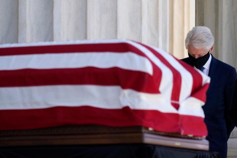 Clinton pays his respects to Supreme Court Justice Ruth Bader Ginsburg in September 2020. Ginsburg was appointed to the high court by Clinton in 1993.