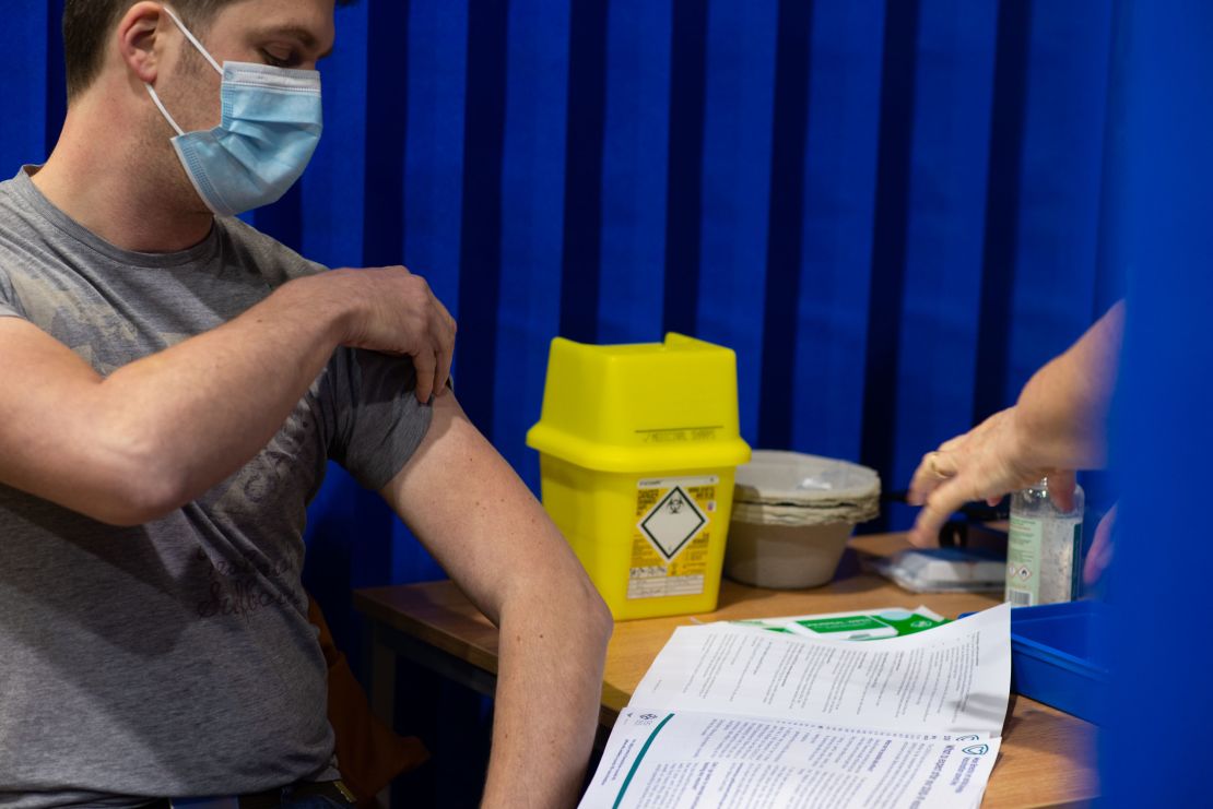 Doctor Michael Fox receives the vaccine. 