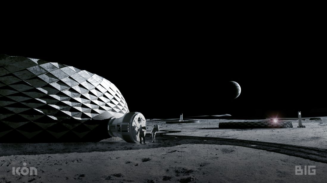 BIG has continued developing 3D-printed space base concepts, and its latest project with ICON is backed by NASA. The donut-shaped habitat is packed with moon dust on the outside, to protect from radiation and meteorite impacts.