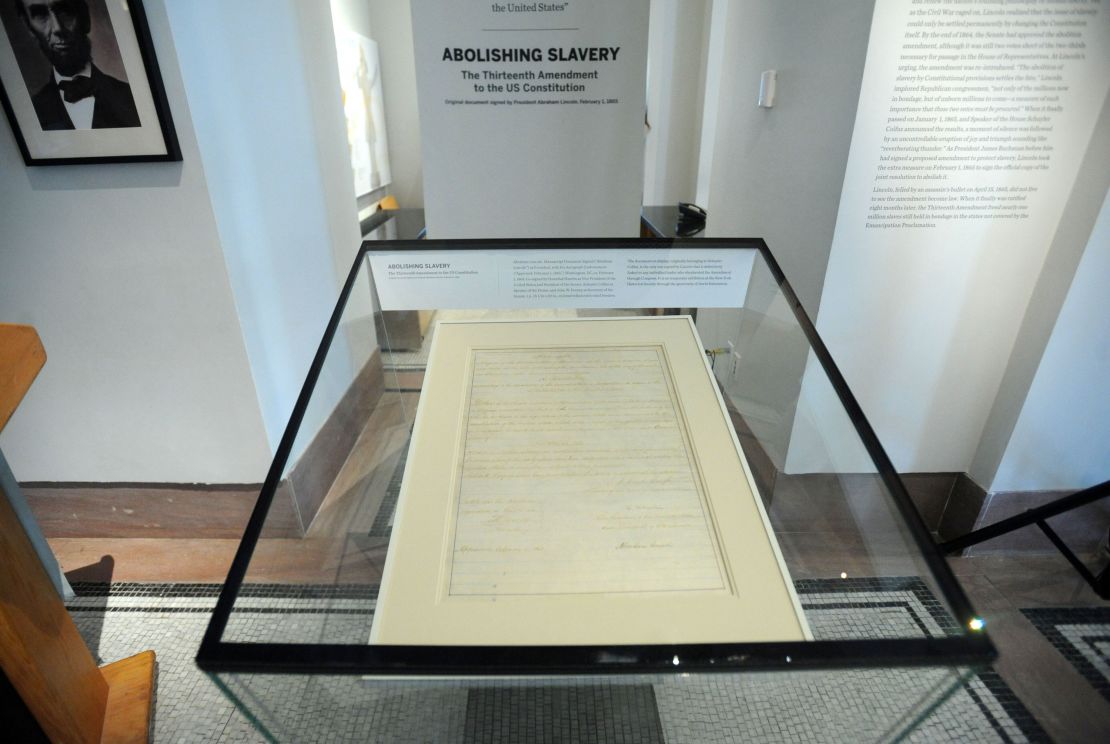 The unveiling ceremony for the Thirteenth Amendment at the New-York Historical Society on February 1, 2012 in New York City. 