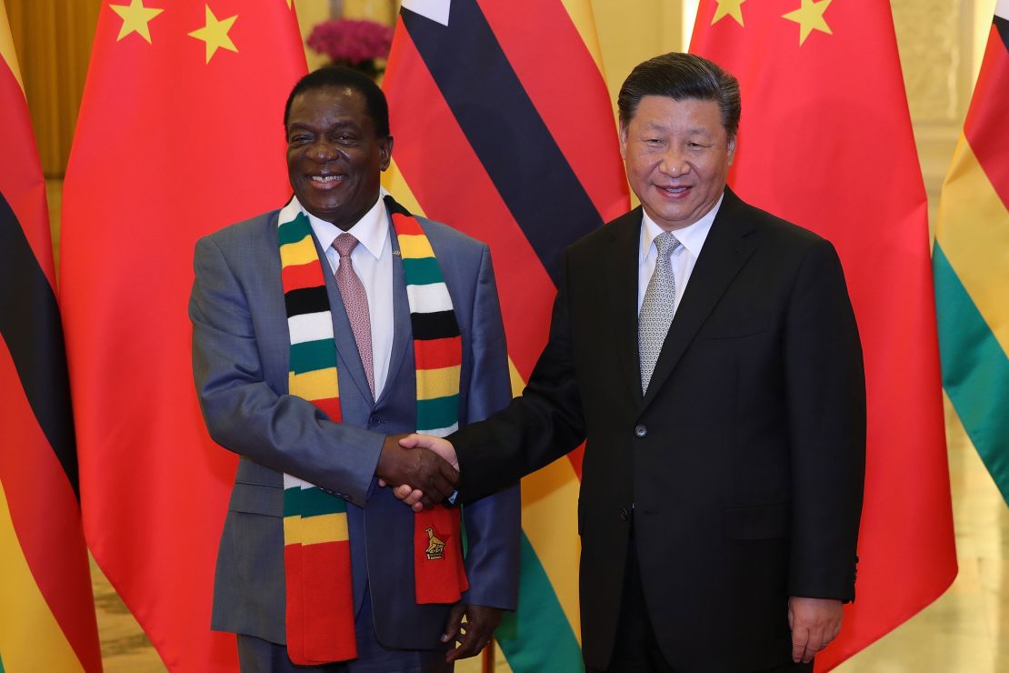 Chinese President Xi Jinping (right) shakes hands with his  Zimbabwean counterpart President, Emmerson Mnangagwa on September 5, 2018, a day after the conclusion of the Forum On China-Africa Cooperation.