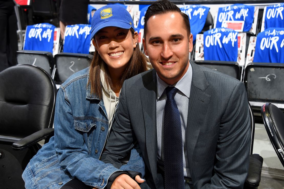 Wie and Jonnie West attend Game Six of round one between the Golden State Warriors and the LA Clippers in 2019.
