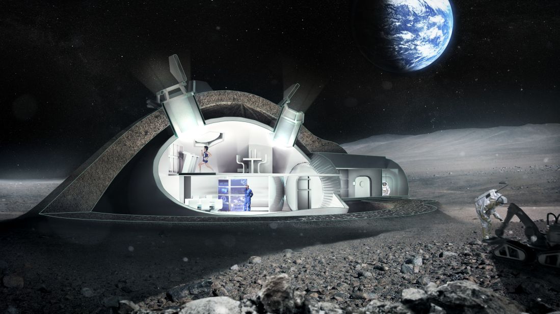 Foster+Partners' Mars habitat would be powered by solar energy, while autonomous robots would 3D-print protective shells and fit inflatable habitat pods into them ahead of astronauts landing on the Red Planet. The habitats would be completed by the first human arrivals. 