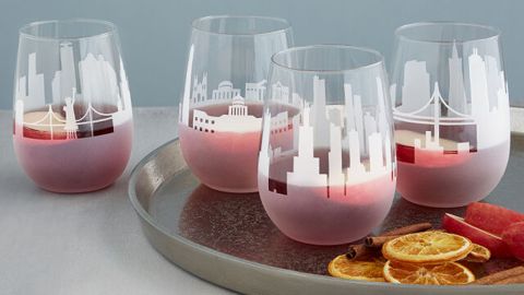 Uncommon Goods Etched Skyline Wine Glass