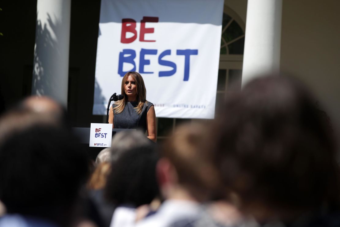 Melania Trump speaks during a Rose Garden event at the White House in May 2019. 