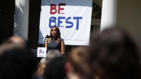Melania Trump speaks during a Rose Garden event at the White House in May 2019.