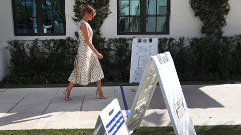 First lady Melania Trump arrives to cast her vote at a polling place in Palm Beach, Florida on November 3.