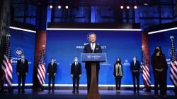 President-elect Joe Biden speaks during a cabinet announcement event in Wilmington, Delaware, on November 24, 2020.