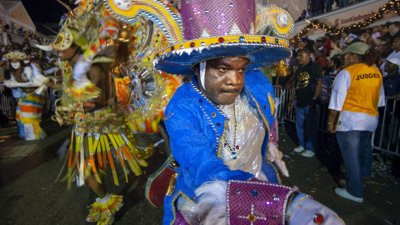 Costumed dancers celebrate the New Year with the Junkanoo Parade on Bay Street in Nassau, the Bahamas, January 1.