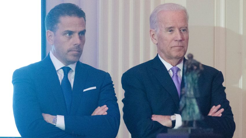 WFP USA Board Chair Hunter Biden introduces his father, then Vice President Joe Biden during the World Food Program USA's 2016 McGovern-Dole Leadership Award Ceremony  at the Organization of American States on April 12, 2016 in Washington, DC.