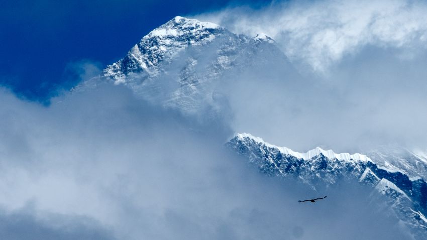 A general view shows clouds surrounding the Himalayan mountain Mount Everest from Syangboche in the Everest region, some 140 kms northeast of Kathmandu on March 25, 2020. (Photo by PRAKASH MATHEMA / AFP) (Photo by PRAKASH MATHEMA/AFP via Getty Images)