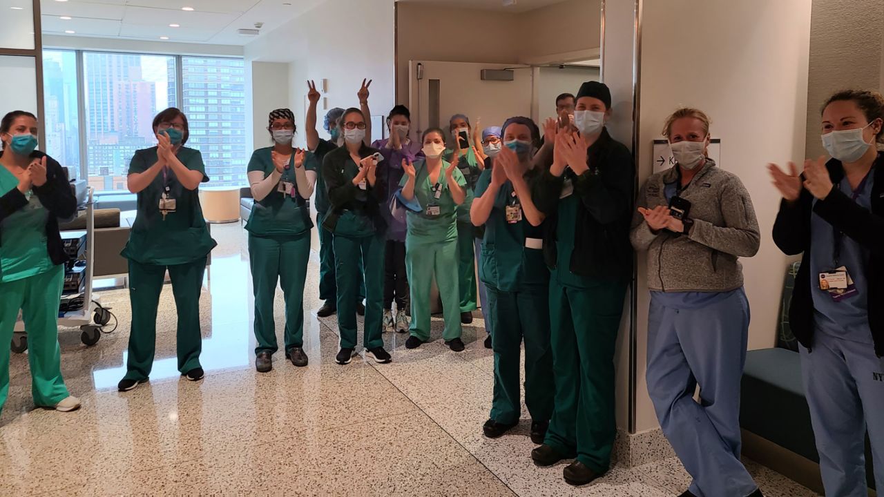 Medical staff at NYU Langone Tisch Hospital cheered for Gerson after he left on April 24.