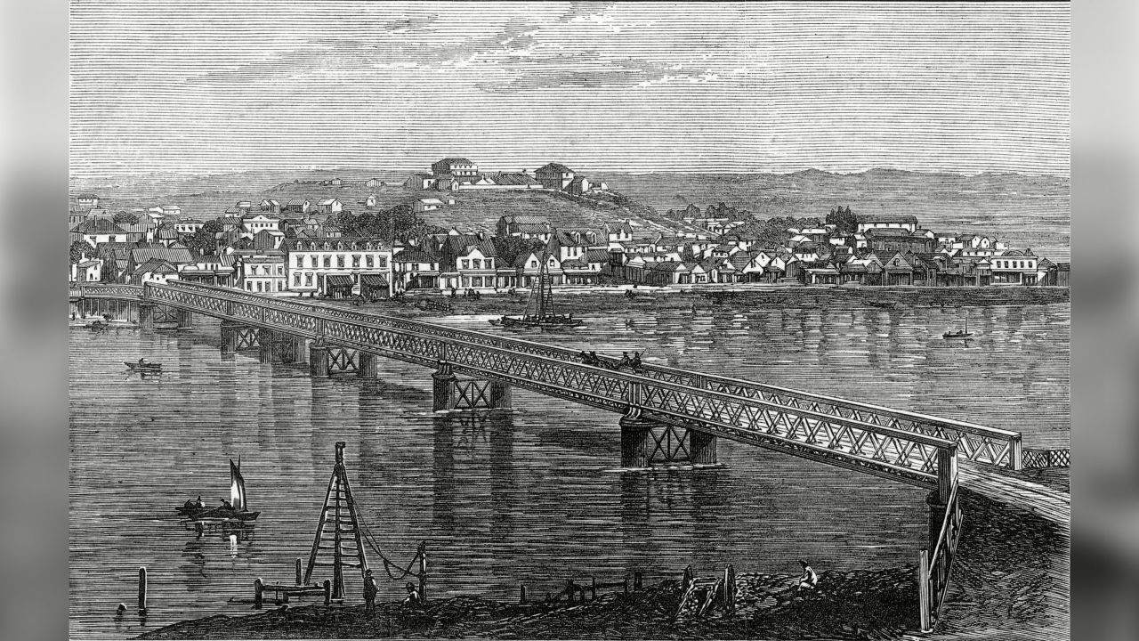 A view of the Whanganui River in 1872. 