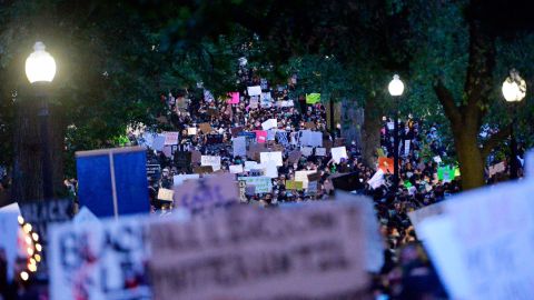Protesters march during a demonstration over the death of George Floyd in Boston on May 31.