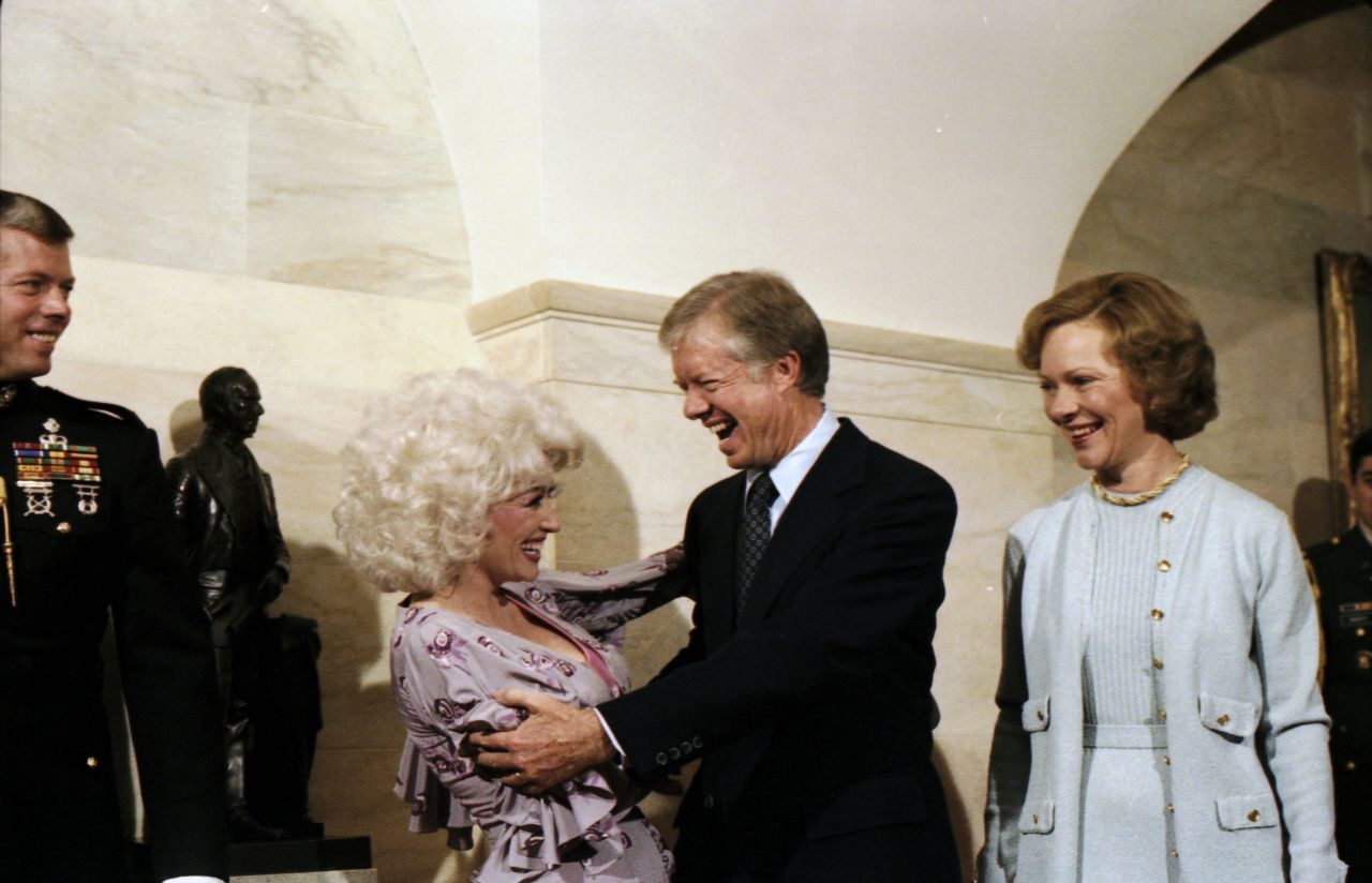 Like <a href="https://www.independent.co.uk/arts-entertainment/tv/features/dolly-parton-netflix-heartstrings-9-5-jane-fonda-miley-cyrus-a9216661.html" target="_blank" target="_blank">generations of music fans</a>, Carter was smitten with the sound of country star Dolly Parton. When the Tennessee icon performed at a 1979 country music gala in Washington, DC, Carter and wife Rosalynn <a href="https://www.washingtonpost.com/archive/lifestyle/1979/10/03/hello-dolly-38/32fed4b2-0512-4d98-9a1b-89175690ac78/" target="_blank" target="_blank">were in the front row. </a>