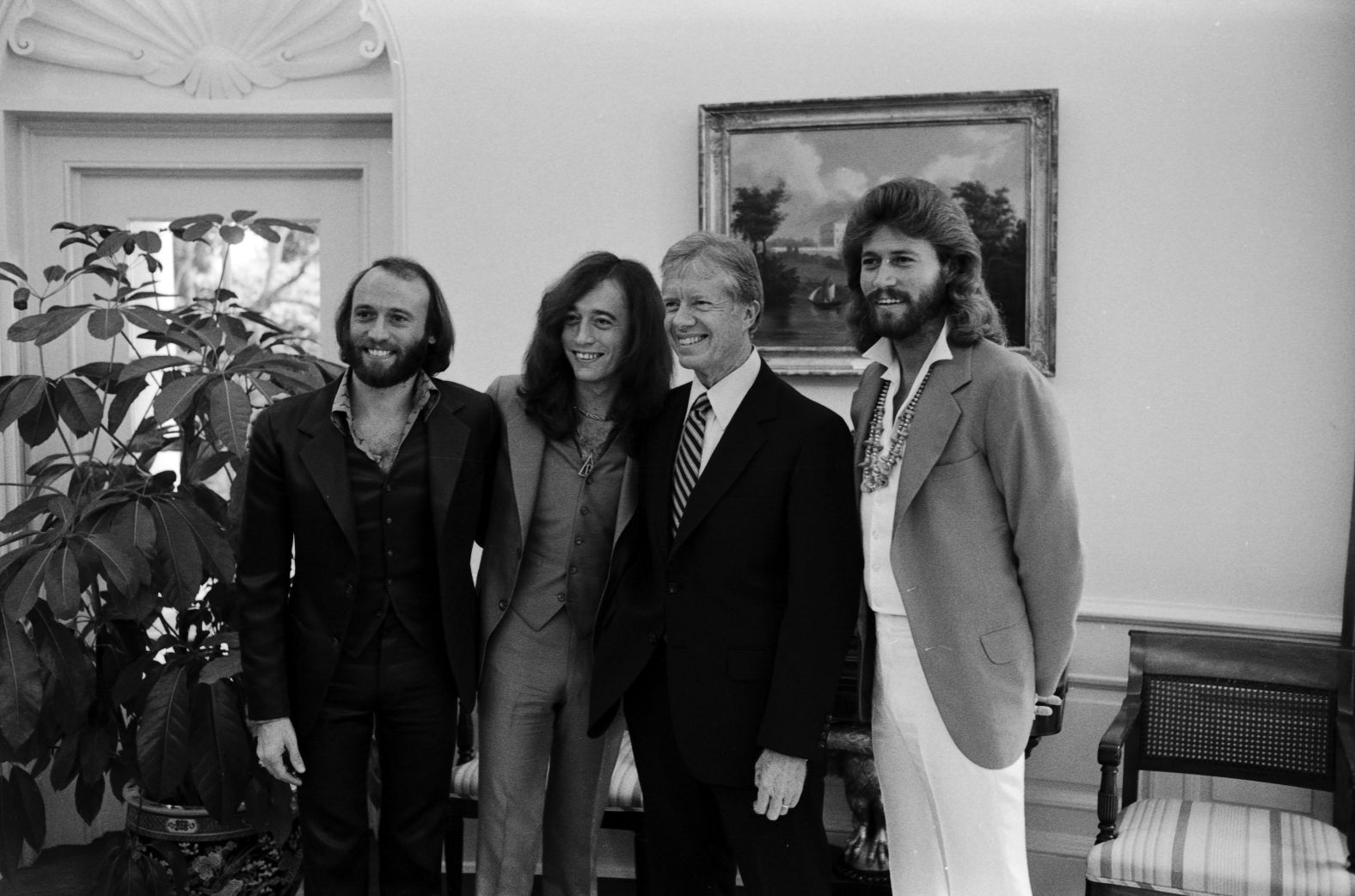 Carter's cool rep extended beyond jazz, rock and soul and right into disco. When the Bee Gees were in Washington for a concert in the fall of 1979, <a  target="_blank" target="_blank">the group requested to meet Carter</a> and captured this photo. 