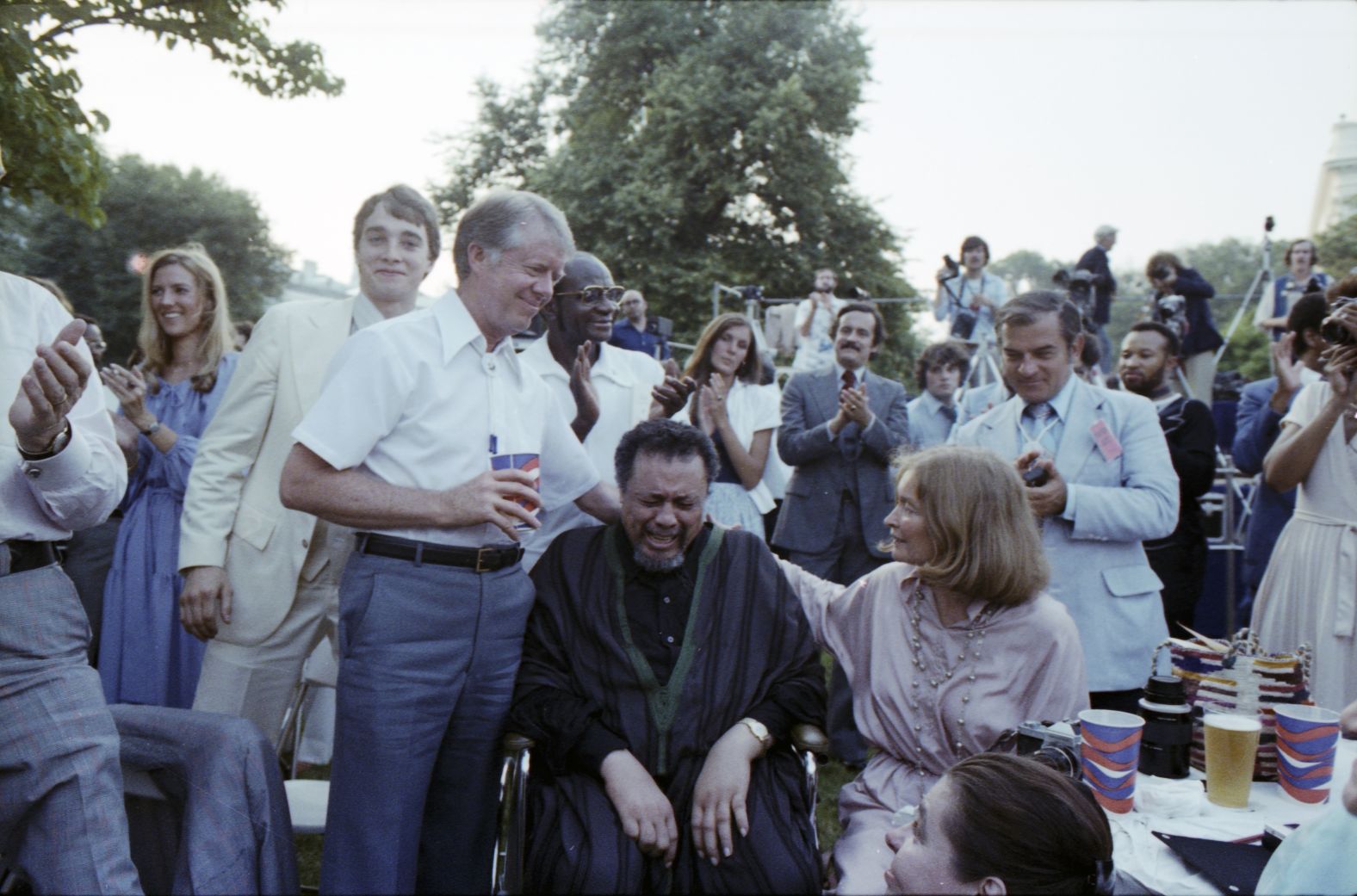 The jazz festival included seminal jazz artist Charles Mingus, who would <a  target="_blank" target="_blank">pass away the following year</a>. President Carter was seen comforting Mingus, <a  target="_blank" target="_blank">who was moved to tears at the event</a>.