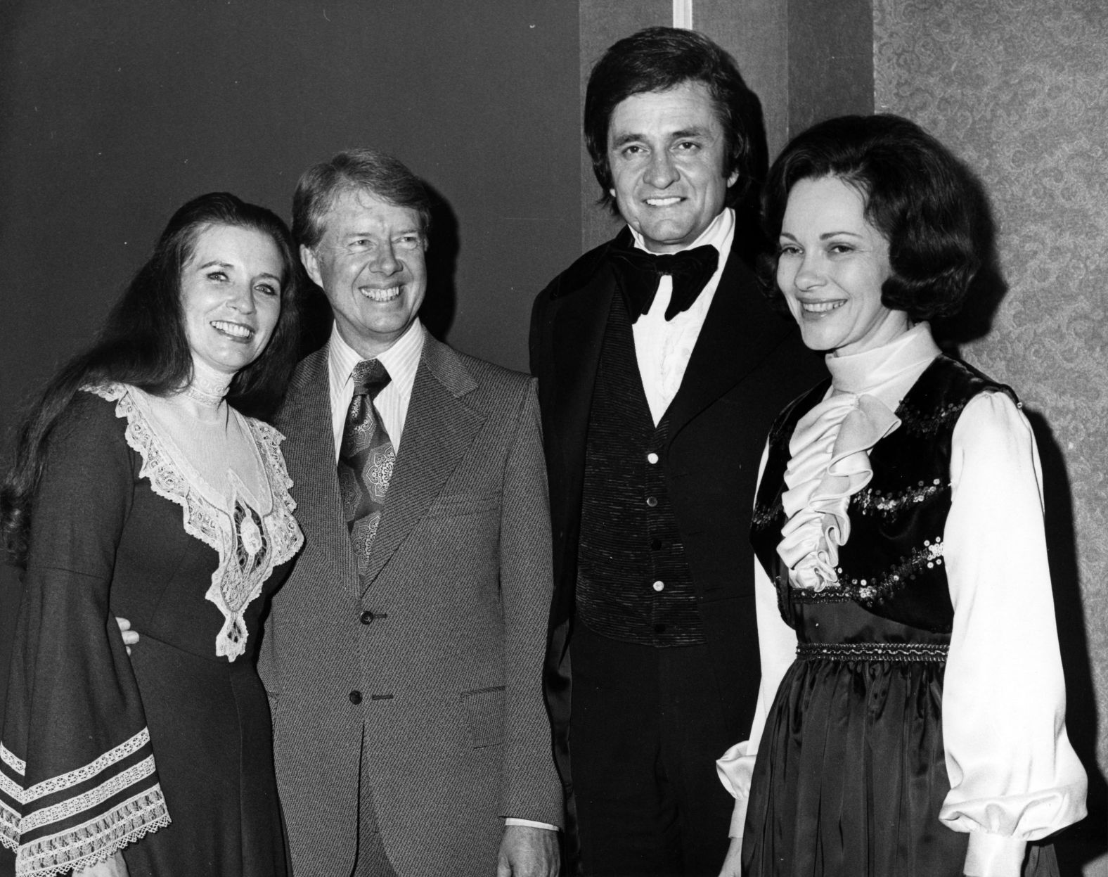 Johnny Cash was another artist with whom Carter was both a fan and a friend -- and maybe even family, as <a href="index.php?page=&url=https%3A%2F%2Fwww.presidency.ucsb.edu%2Fdocuments%2Fconference-hire-remarks-participants-the-conference" target="_blank" target="_blank">the long-running joke goes</a>. "I was glad when he brought June Cash (left) down here to meet me," Carter says in the film. "We always claimed that she was my cousin."