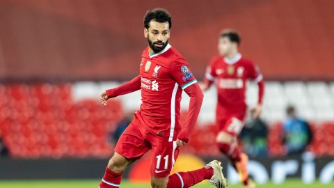 Salah turns during the Champions League Group D stage match between Liverpool and Ajax.
