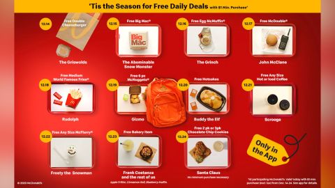 McDonald's is giving away free food with $1 minimum purchase.
