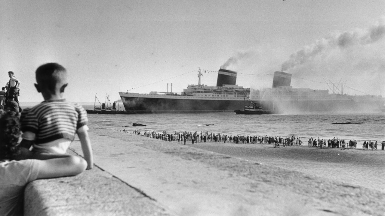 <strong>Built for speed: </strong>The SS United States arrives in the French port of Le Havre. With a stunning horsepower of 247,785, she was capable of exceeding 38 knots and could outrun most battleships. 