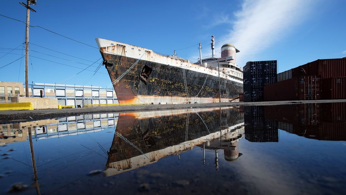 The gigantic ship has been moored in Philadelphia since 1996.